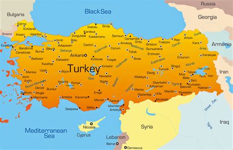 map of turkey with cities.